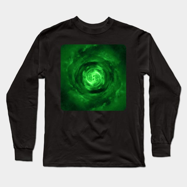 Green Wormhole in Space Long Sleeve T-Shirt by The Black Panther